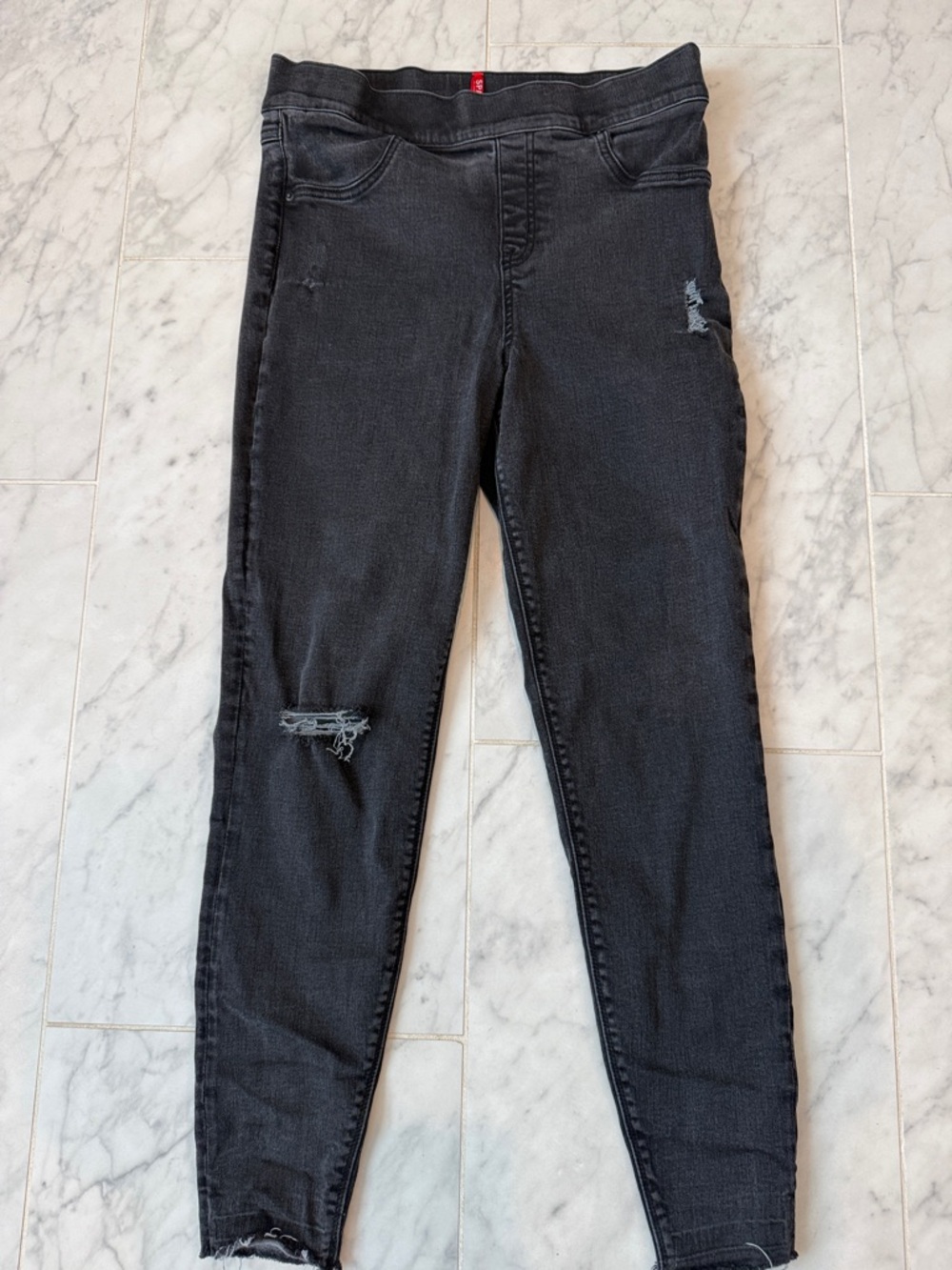 SPANX Black Distressed Skinny Jeans
